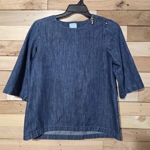 Martha Stewart Dark Blue Denim-Look Blouse